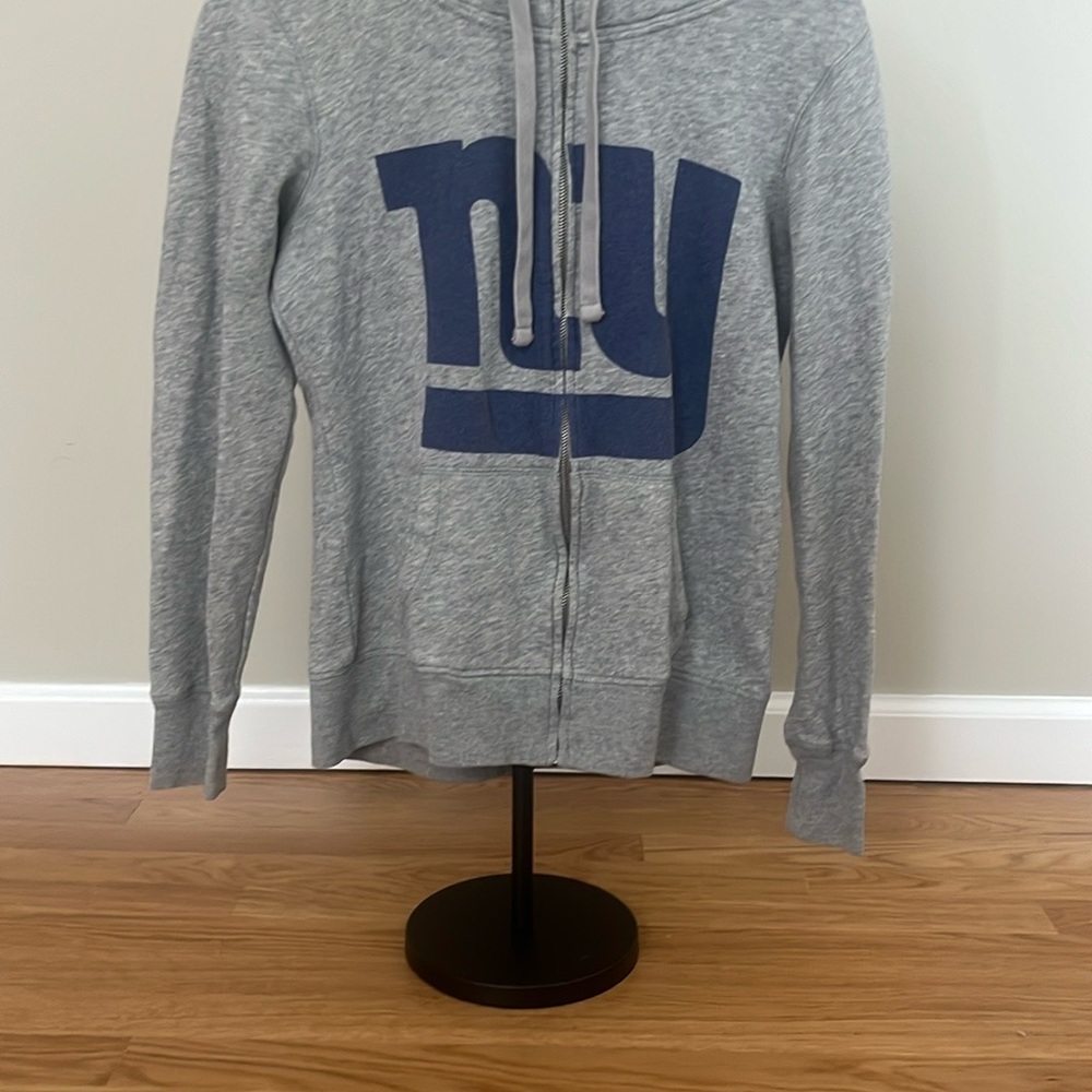 PINK Victoria's Secret Giants Gray and Blue Zip Up Sweater